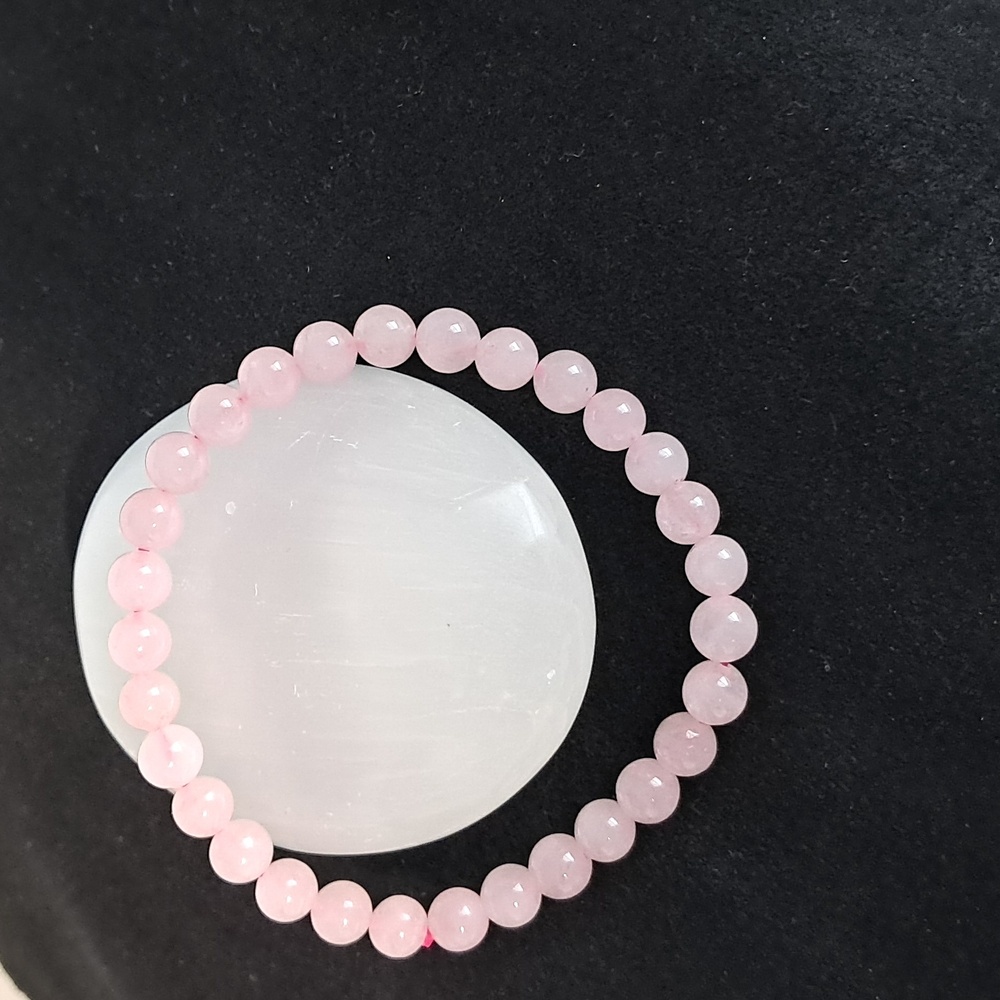 Rose Quartz Natural Crystal 6MM Stone Stretchy‎ Bracelet.